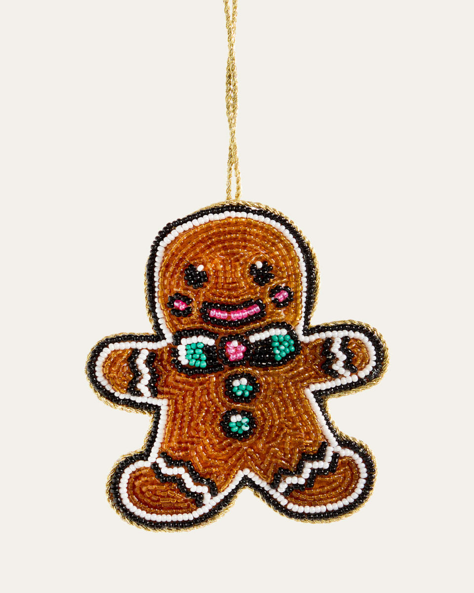 Beaded Gingerbread Man Christmas Ornament